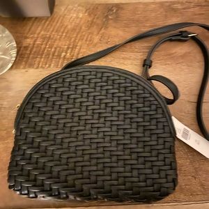NWT Anthropologie Black Basket Weave Crossbody Bag